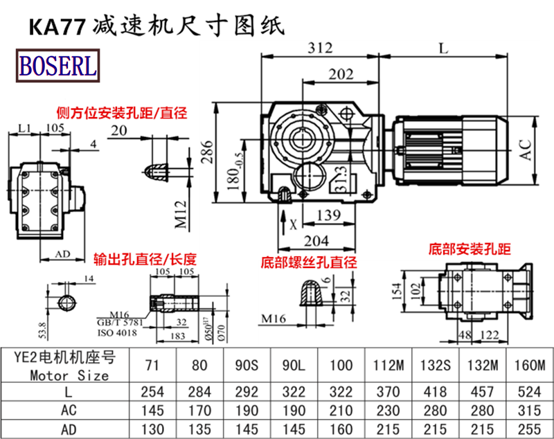 KA77 Speed Reduction Machine Size Drawings.png