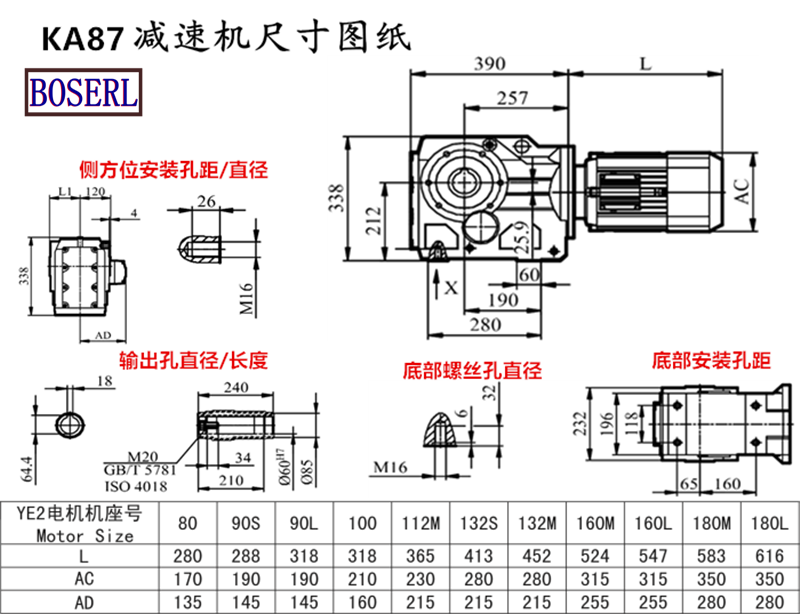 KA87 Speed Reduction Machine Size Drawings.png